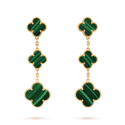 [Regal Gem]CLOVER MALACHITE 3 MOTIFS GOLD