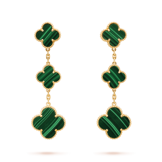 [Regal Gem]CLOVER MALACHITE 3 MOTIFS GOLD