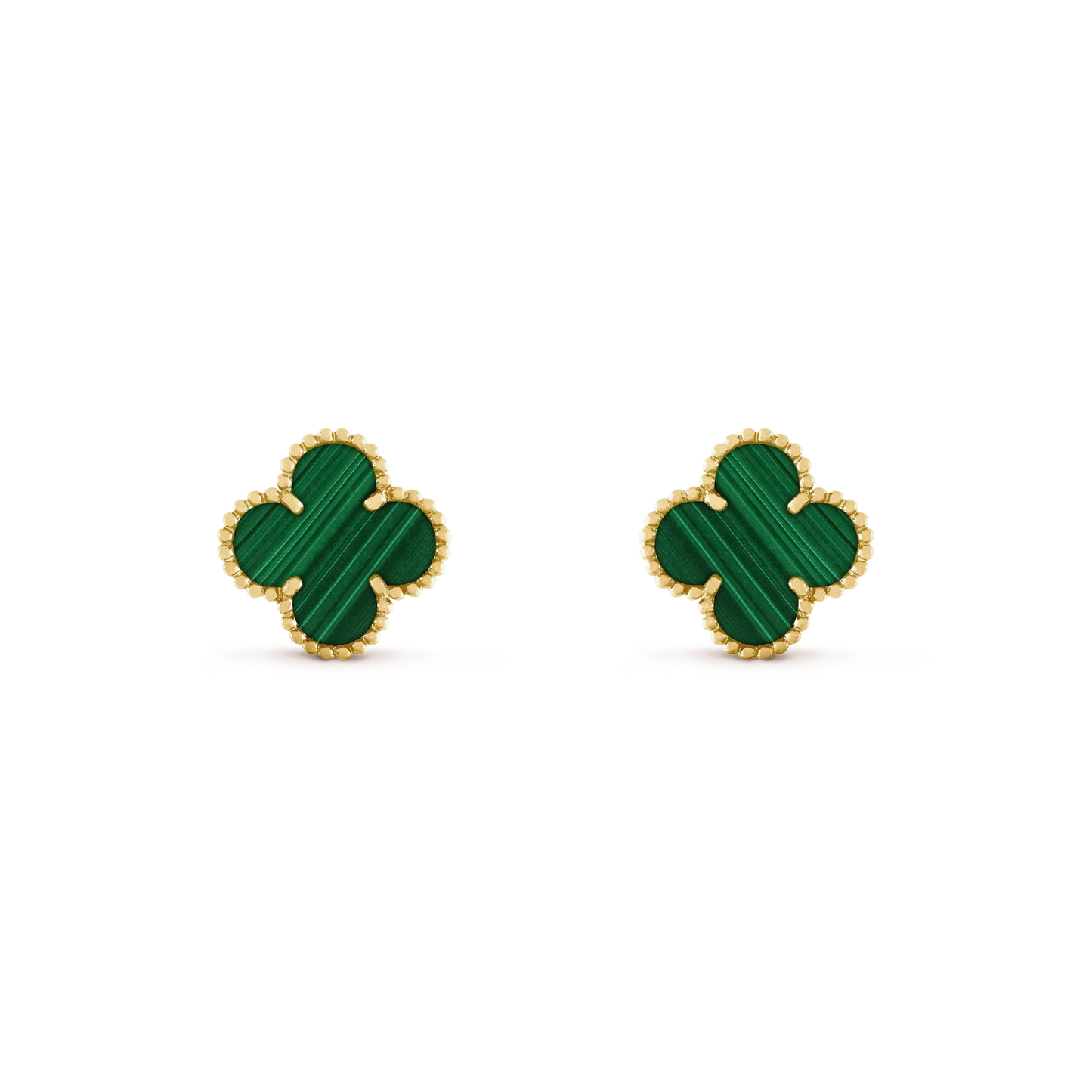 [Regal Gem]CLOVER MEDIUM 1 MOTIFS MALACHITE  EARRINGS