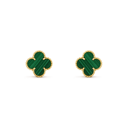 [Regal Gem]CLOVER MEDIUM 1 MOTIFS MALACHITE  EARRINGS