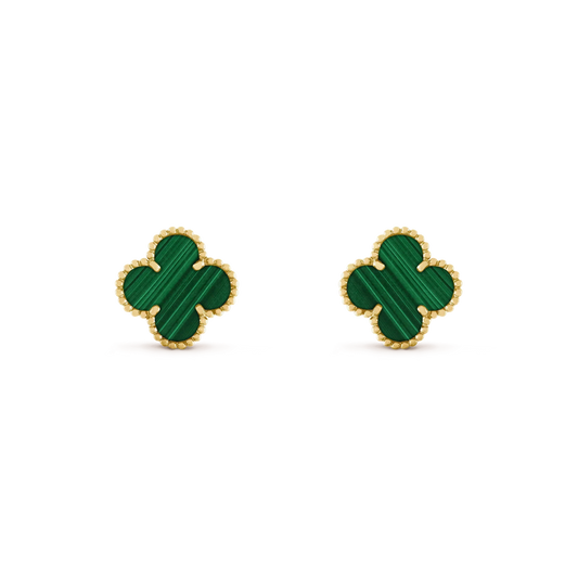 [Regal Gem]CLOVER MEDIUM 1 MOTIFS MALACHITE  EARRINGS