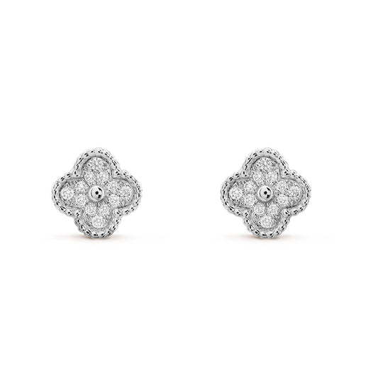 [Regal Gem]CLOVER MINI DIAMOND STUD EARRINGS