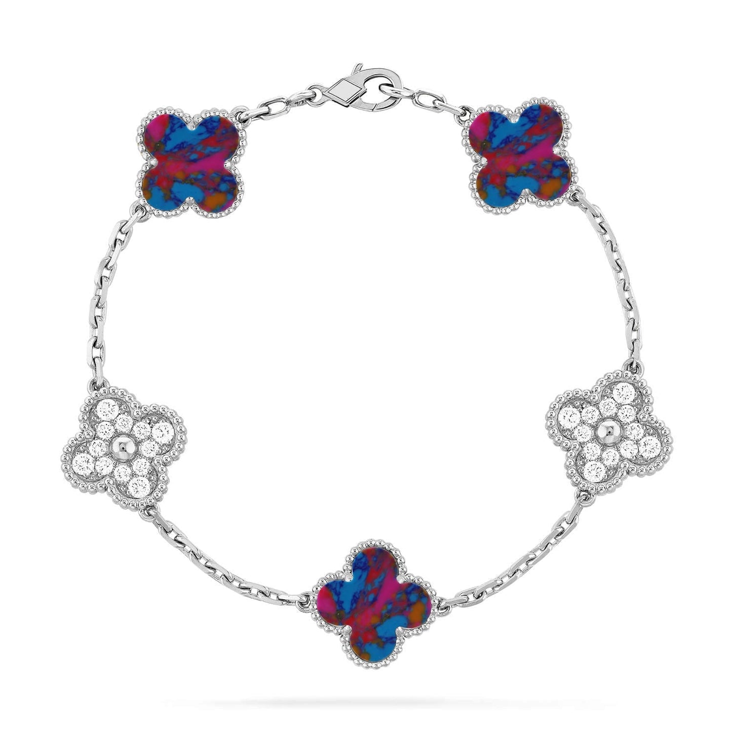 [Regal Gem]CLOVER 5 MOTIF COLOR GEMSTONES BRACELET COLLECTION