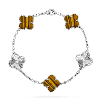 [Regal Gem] CLOVER 5 MOTIFS TIGER EYE BRACELET COLLECTION