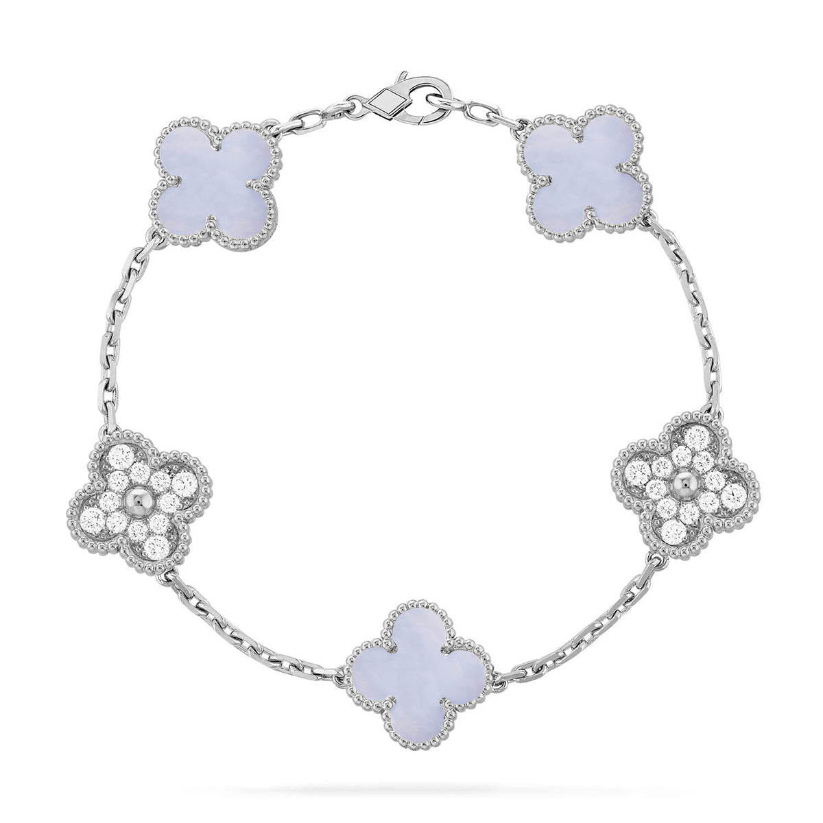 [Regal Gem] CLOVER 5 MOTIF PURPLE CHALCEDONY BRACELET COLLECTION