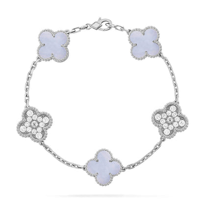 [Regal Gem] CLOVER 5 MOTIF PURPLE CHALCEDONY BRACELET COLLECTION