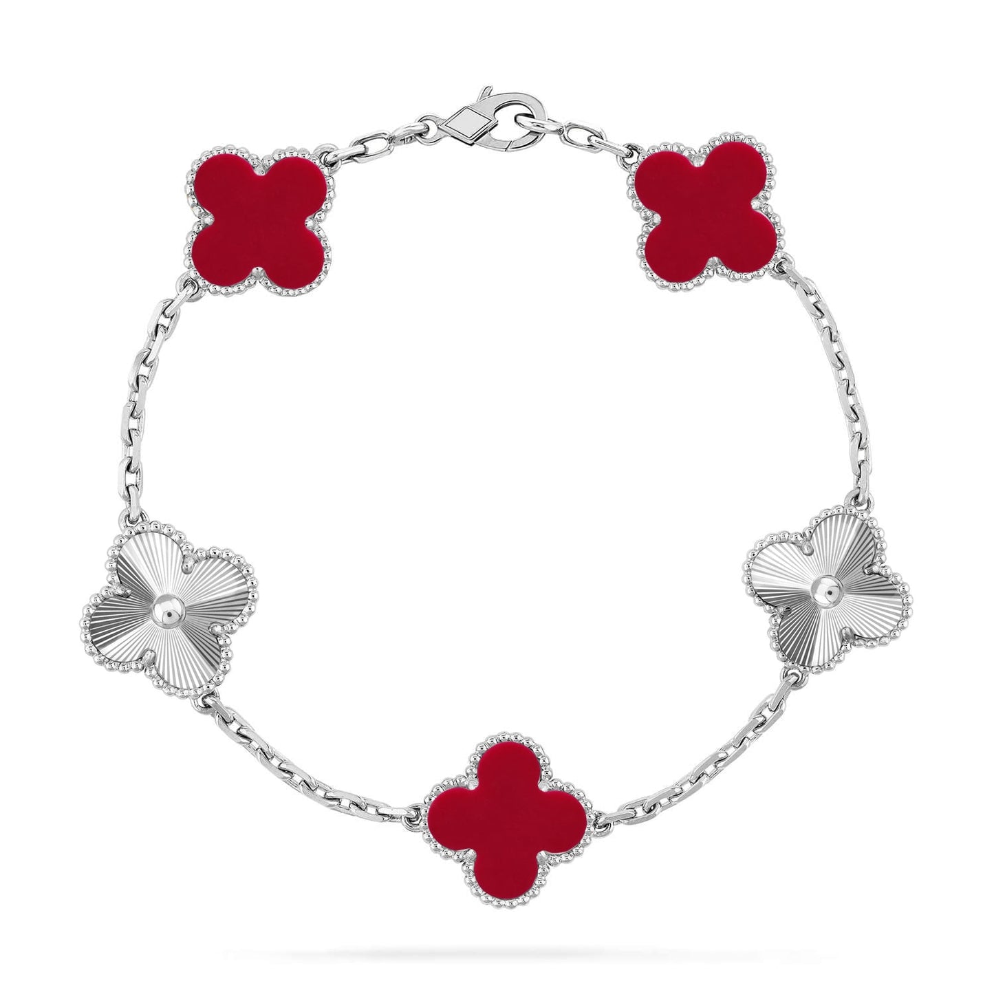 [Regal Gem] CLOVER 5 MOTIF RED CORNELIAN BRACELET COLLECTION