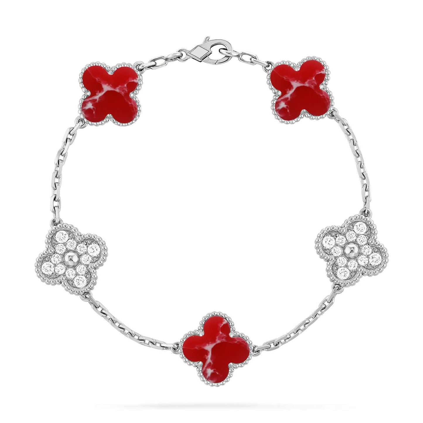 [Regal Gem]CLOVER 5 MOTIF RED PATTERN BRACELET COLLECTION