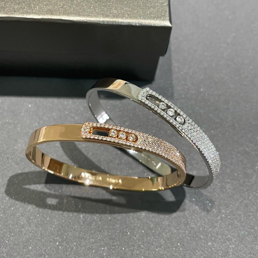 [Regal Gem]Move Noa Rose Gold Pavé Diamond Bangle Bracelet