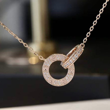 [Regal Gem]LOVE 7.6MM NECKLACE Regal Gem GOLD AND SILVER  FULL DIAMOND