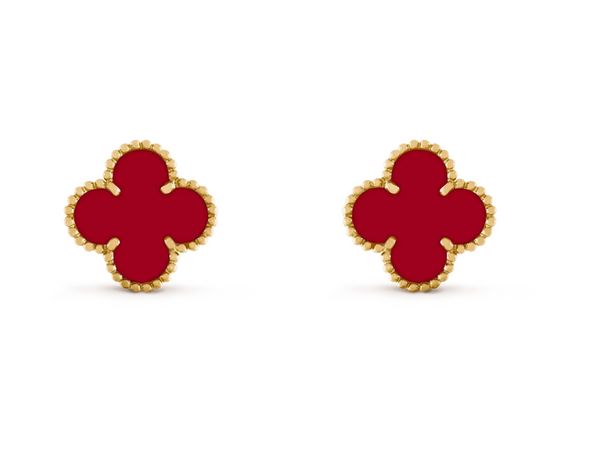 [Regal Gem] CLOVER 20MM RED AGATE EARRINGS
