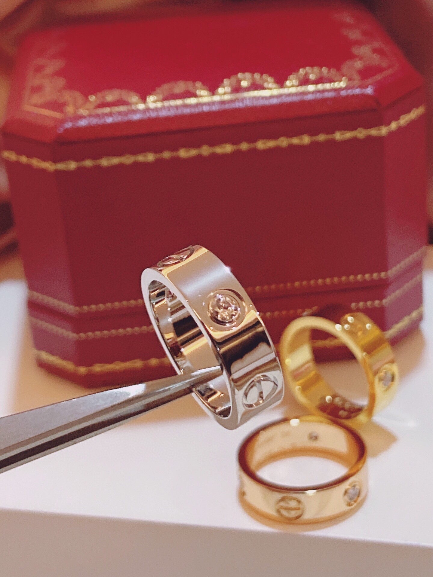[Regal Gem]Three-Diamond Ring