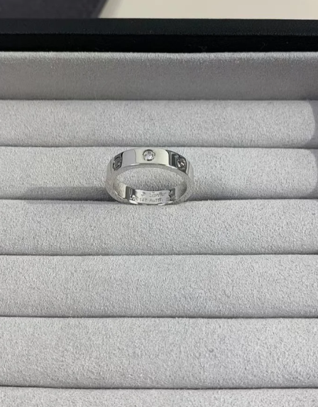 [Regal Gem]LOVE RING 4MM 1 DIAMOND SILVER