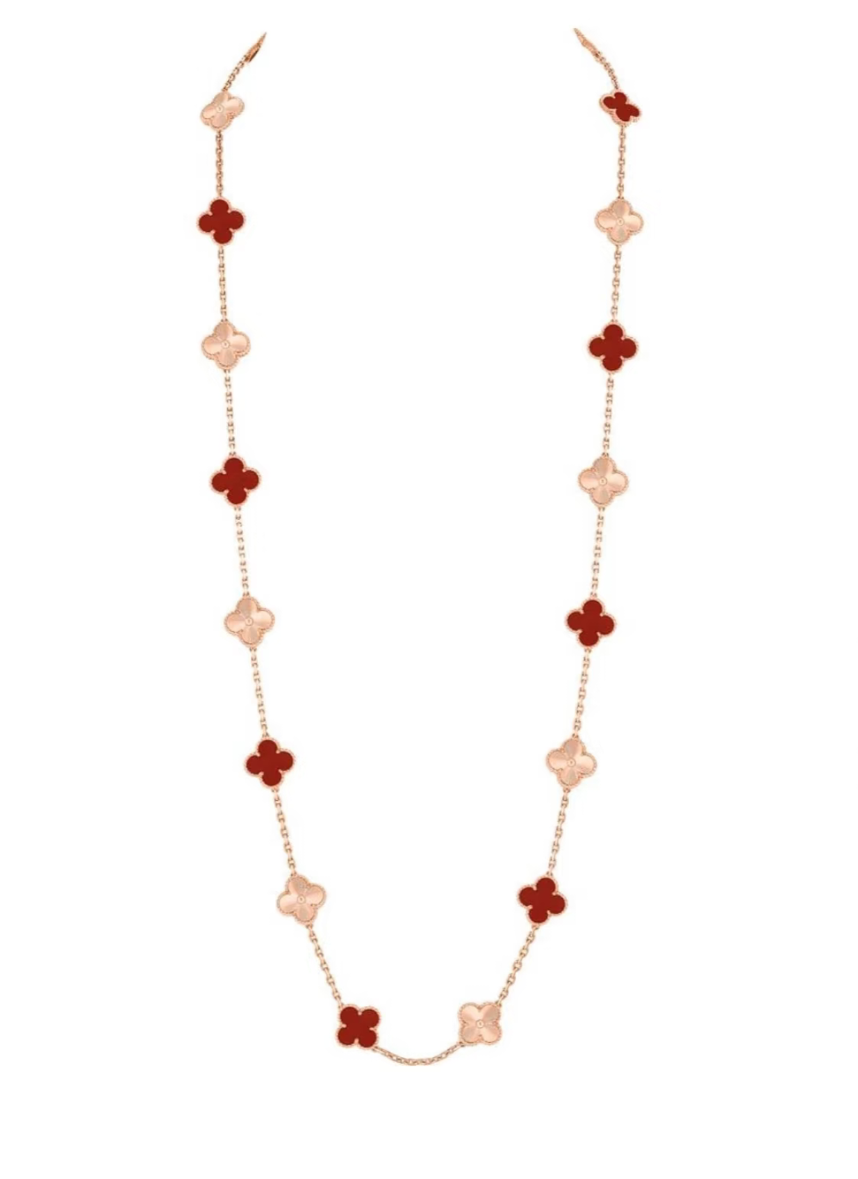 [Regal Gem]CLOVER 20 MOTIFS LASER CARNELIAN NECKLACE