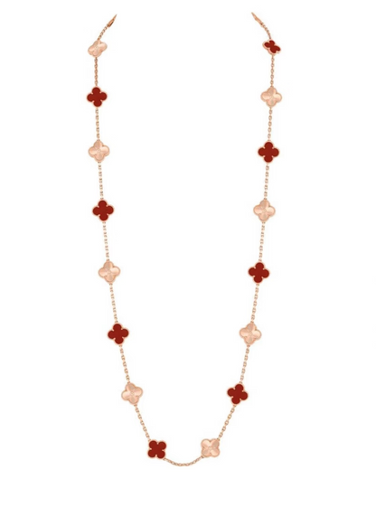 [Regal Gem]CLOVER 20 MOTIFS LASER CARNELIAN NECKLACE