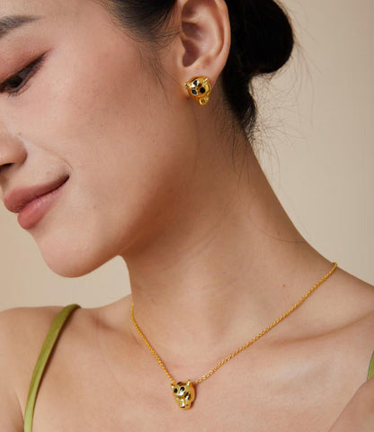 [?Regal Gem]CHRRTAH-PRINT STUD EARRINGS, THREE COLORS