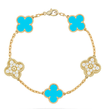 [Regal Gem] CLOVER 5 MOTIF TURQUOISE BRACELET COLLECTION