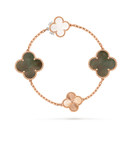 [Regal Gem]DETACHABLE CLOVER 15(11+4) FLOWER SILVER NECKLACE SET
