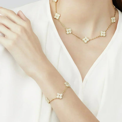 [Regal Gem] CLOVER 5 MOTIF FULL DIAMOND BRACELET COLLECTION