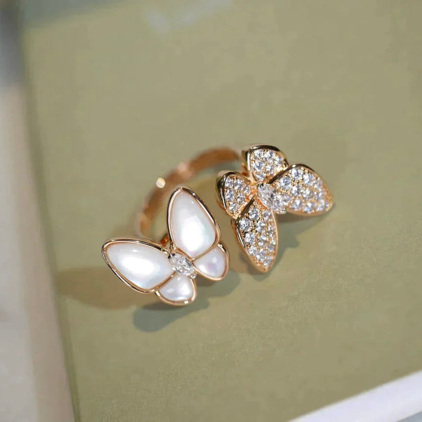 [Regal Gem]TWIN BUTTERFLY DIAMOND MOP RING