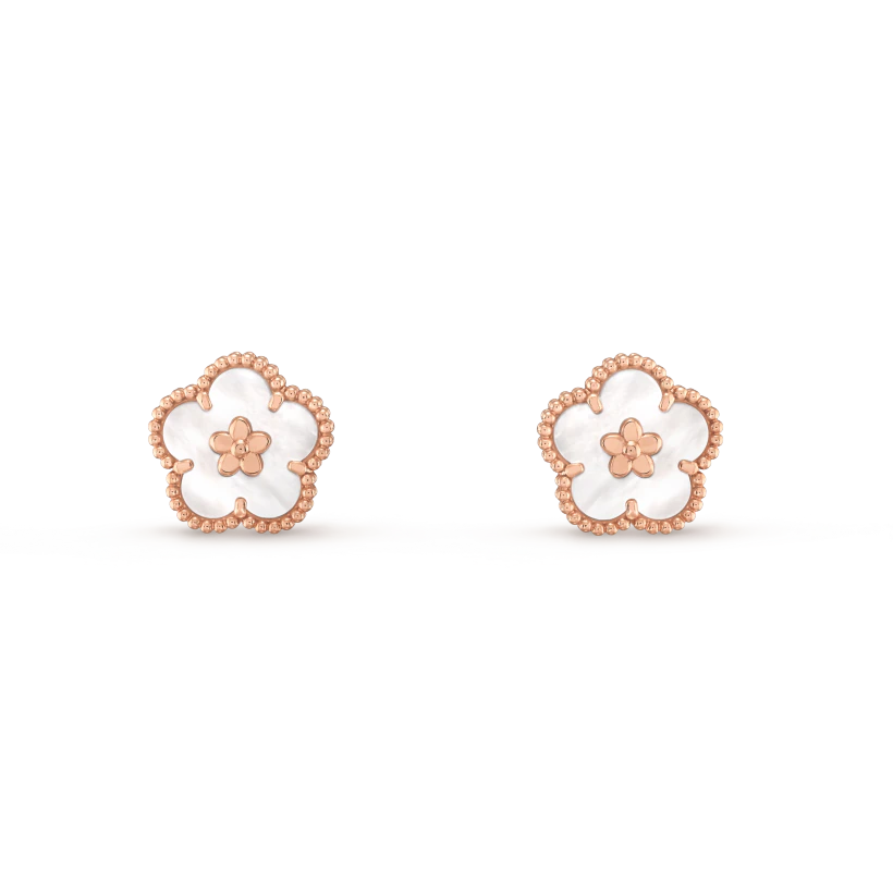 [Regal Gem]LUCKY PINK GOLD WHITE MOP EARRINGS