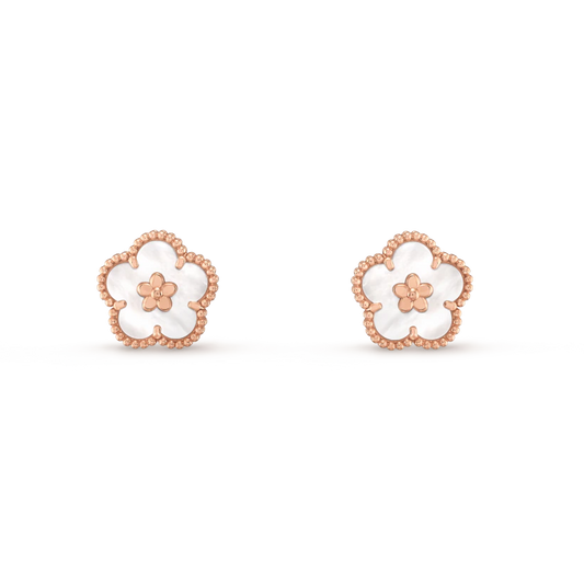[Regal Gem]LUCKY PINK GOLD WHITE MOP EARRINGS