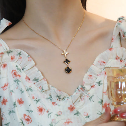 [Regal Gem]STAR AND SUN ONYX PINK GOLD NECKLACE