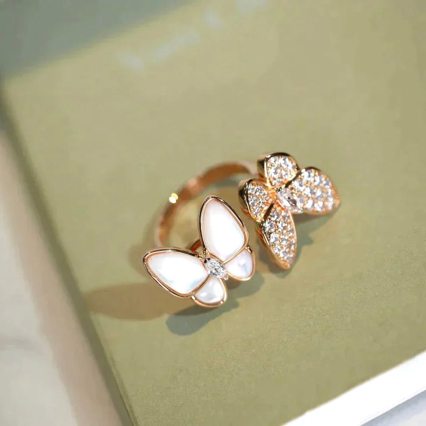 [Regal Gem]TWIN BUTTERFLY DIAMOND MOP RING