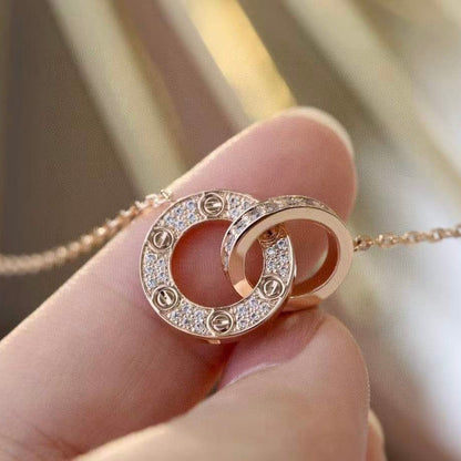 [Regal Gem]LOVE 7.6MM NECKLACE Regal Gem GOLD AND SILVER  FULL DIAMOND