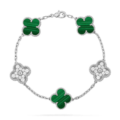 [Regal Gem] CLOVER 5 MOTIF MALACHITE BRACELET COLLECTION