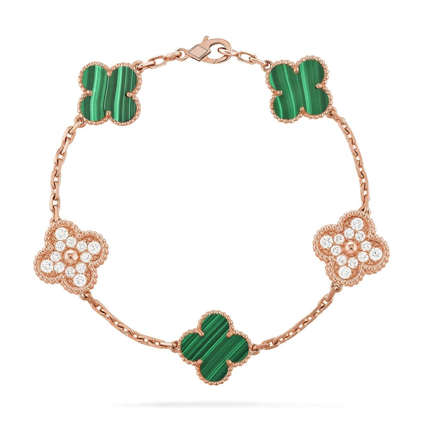 [Regal Gem] CLOVER 5 MOTIF MALACHITE BRACELET COLLECTION
