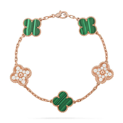 [Regal Gem] CLOVER 5 MOTIF MALACHITE BRACELET COLLECTION