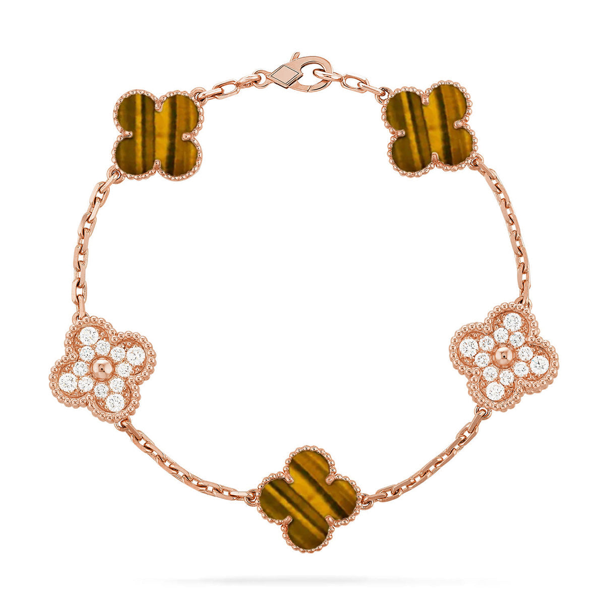 [Regal Gem] CLOVER 5 MOTIFS TIGER EYE BRACELET COLLECTION