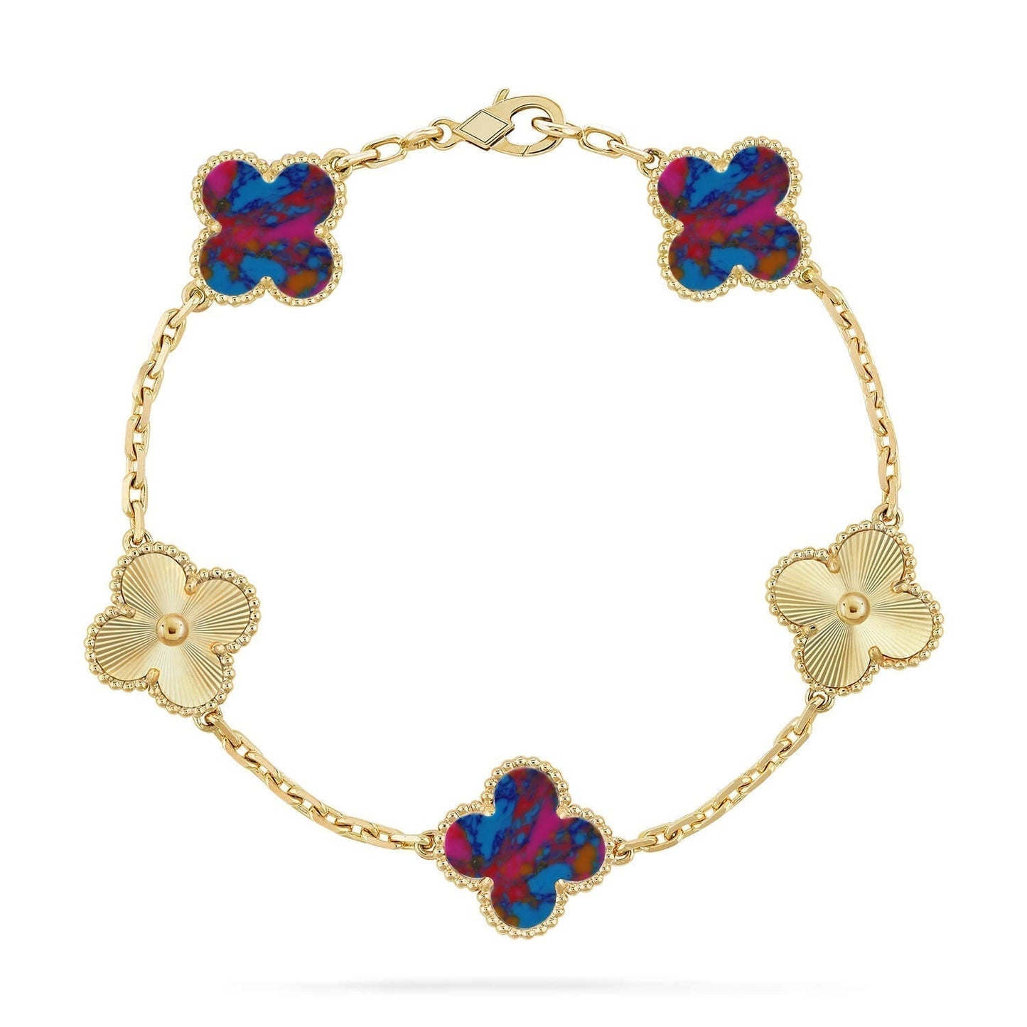 [Regal Gem]CLOVER 5 MOTIF COLOR GEMSTONES BRACELET COLLECTION