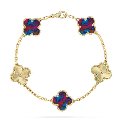 [Regal Gem]CLOVER 5 MOTIF COLOR GEMSTONES BRACELET COLLECTION