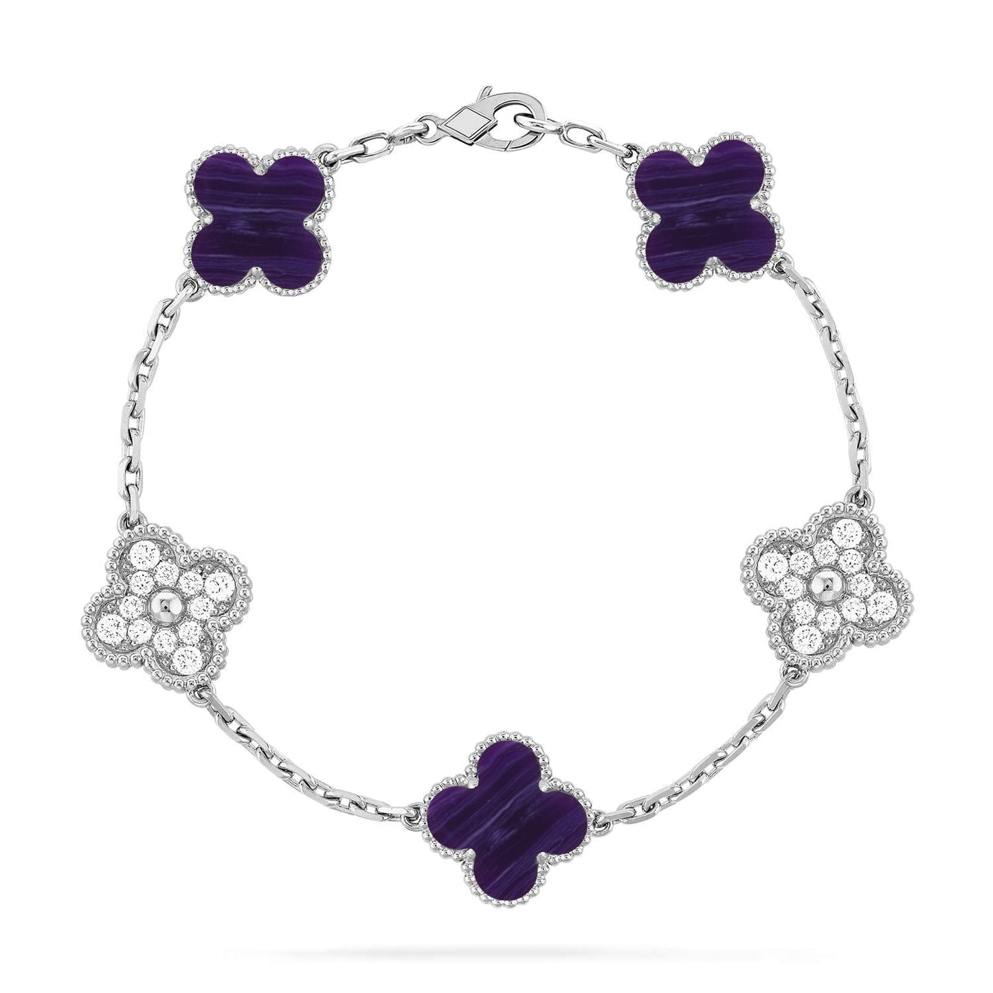 [Regal Gem]CLOVER 5 MOTIF PURPLE STRIPES BRACELET COLLECTION