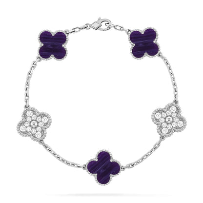 [Regal Gem]CLOVER 5 MOTIF PURPLE STRIPES BRACELET COLLECTION