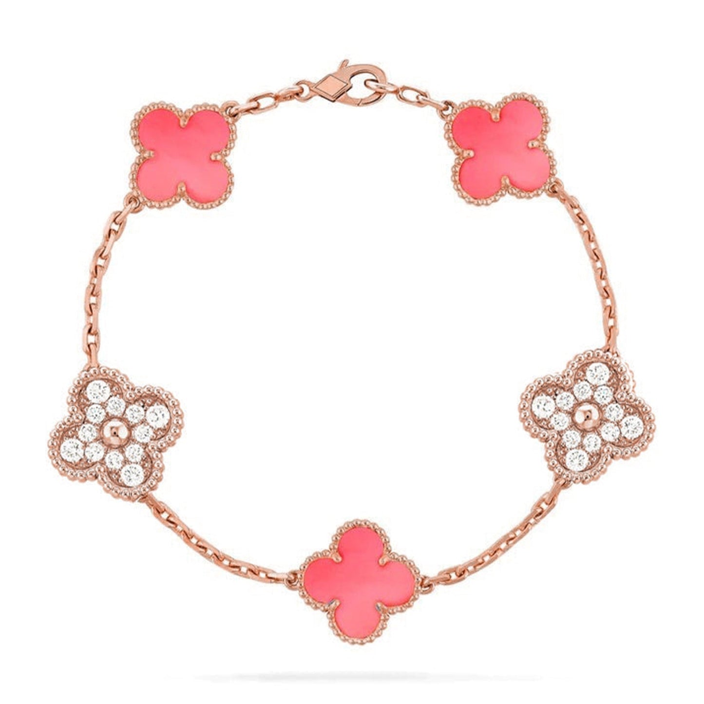 [Regal Gem] CLOVER 5 MOTIFS  PINK MOP BRACELET COLLECTION