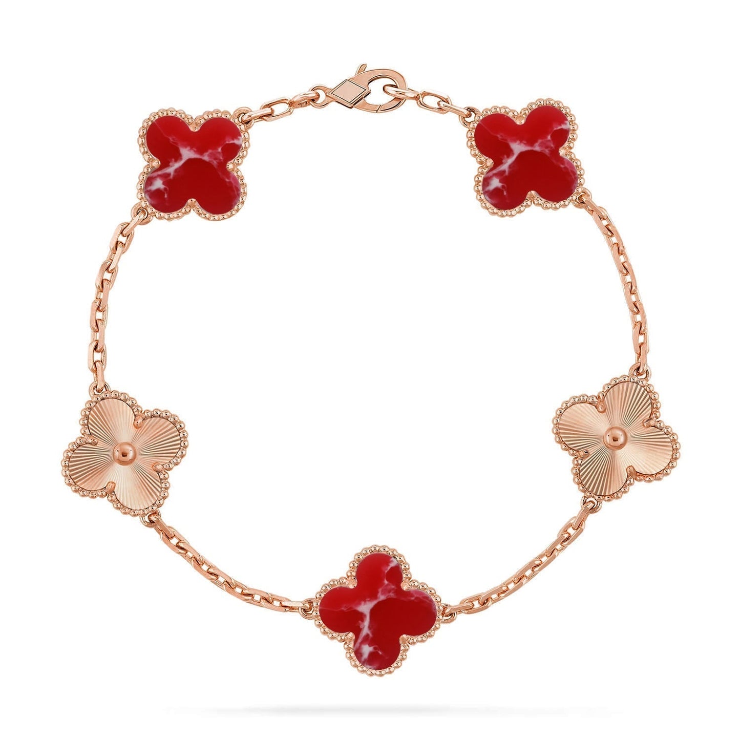 [Regal Gem]CLOVER 5 MOTIF RED PATTERN BRACELET COLLECTION