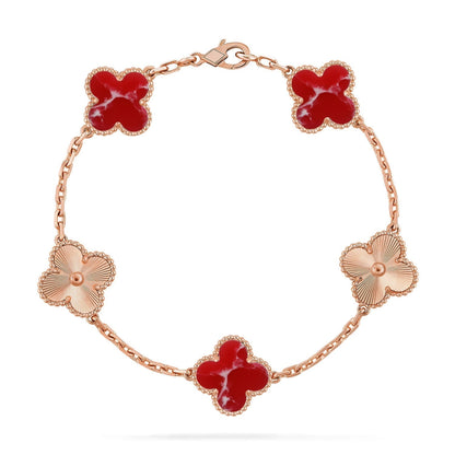 [Regal Gem]CLOVER 5 MOTIF RED PATTERN BRACELET COLLECTION