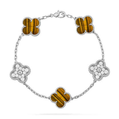 [Regal Gem] CLOVER 5 MOTIFS TIGER EYE BRACELET COLLECTION