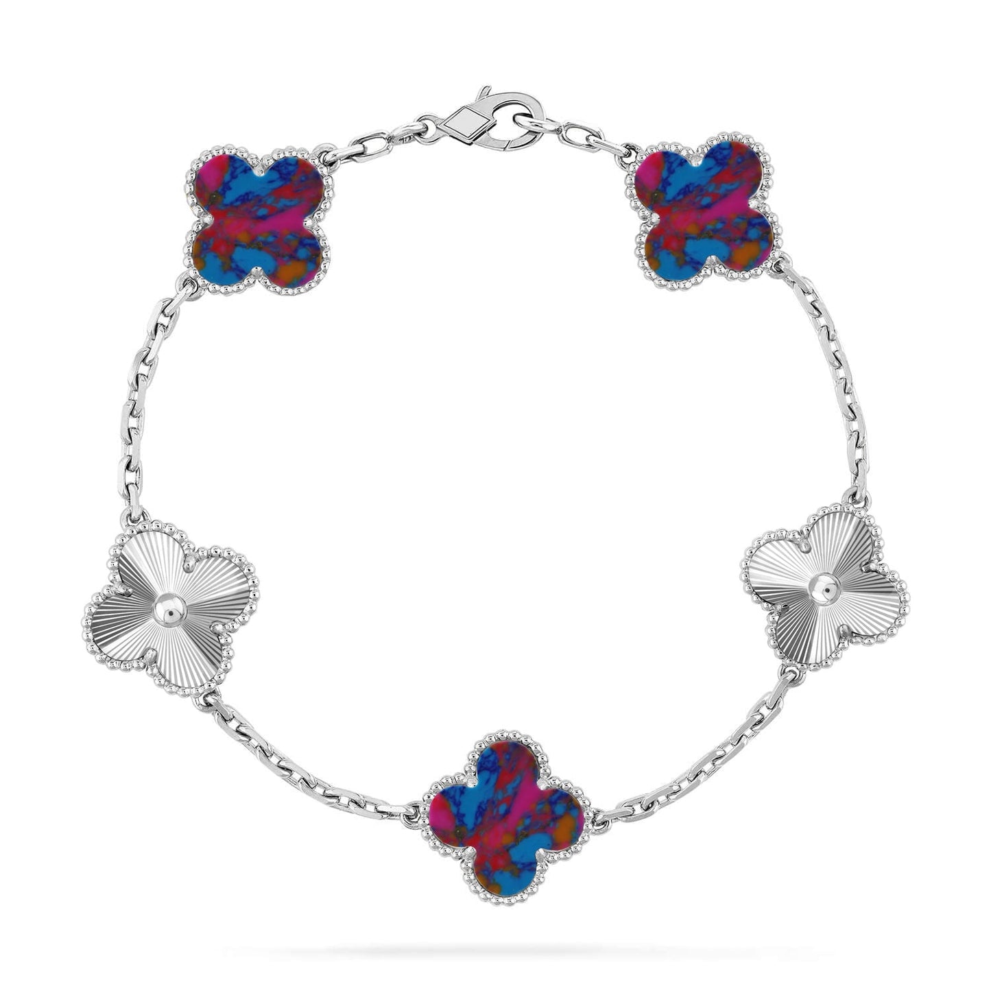 [Regal Gem]CLOVER 5 MOTIF COLOR GEMSTONES BRACELET COLLECTION