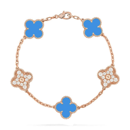 [Regal Gem] CLOVER 5 MOTIF BLUE AGATE BRACELET COLLECTION