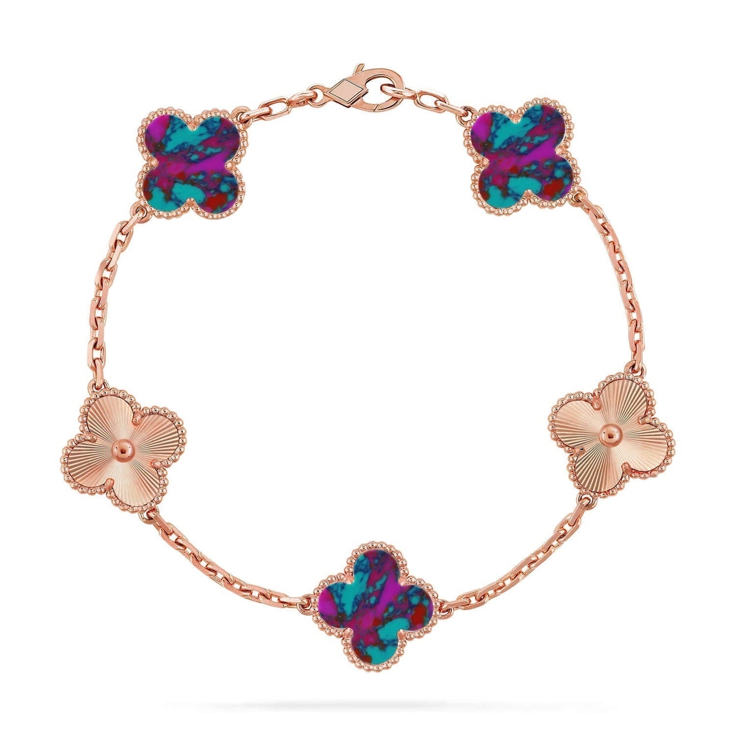 [Regal Gem]CLOVER 5 MOTIF COLOR GEMSTONES BRACELET COLLECTION