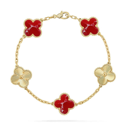 [Regal Gem]CLOVER 5 MOTIF RED PATTERN BRACELET COLLECTION