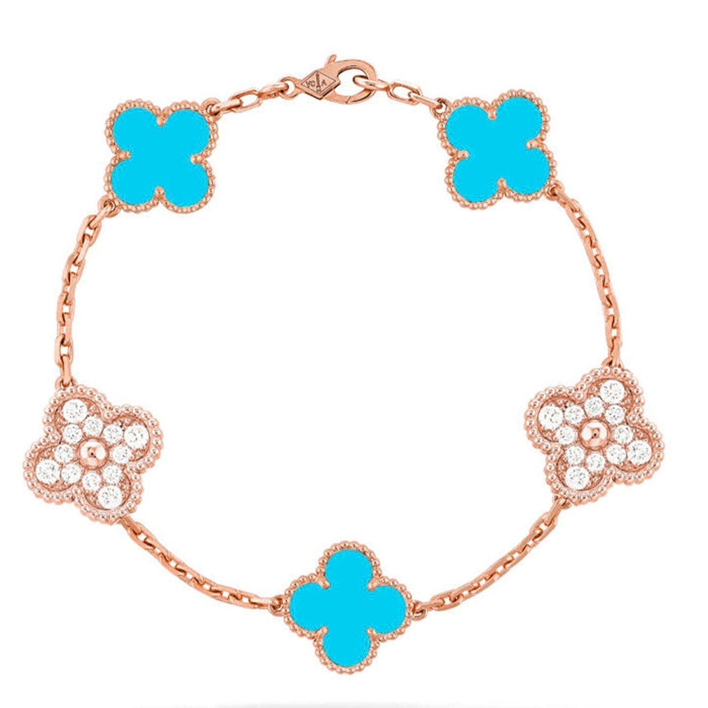 [Regal Gem] CLOVER 5 MOTIF TURQUOISE BRACELET COLLECTION