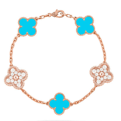 [Regal Gem] CLOVER 5 MOTIF TURQUOISE BRACELET COLLECTION