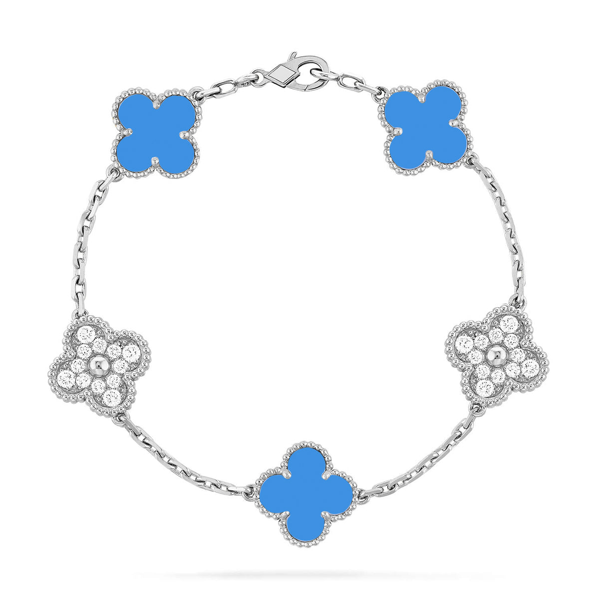 [Regal Gem] CLOVER 5 MOTIF BLUE AGATE BRACELET COLLECTION