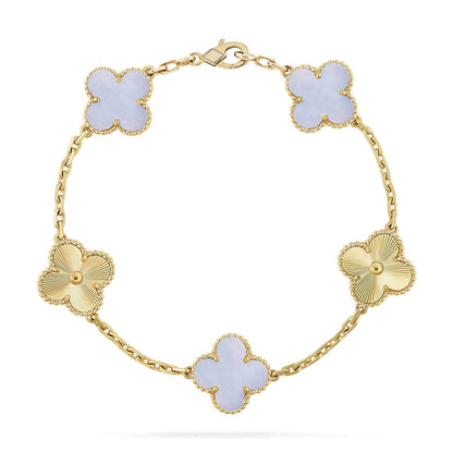 [Regal Gem] CLOVER 5 MOTIF PURPLE CHALCEDONY BRACELET COLLECTION