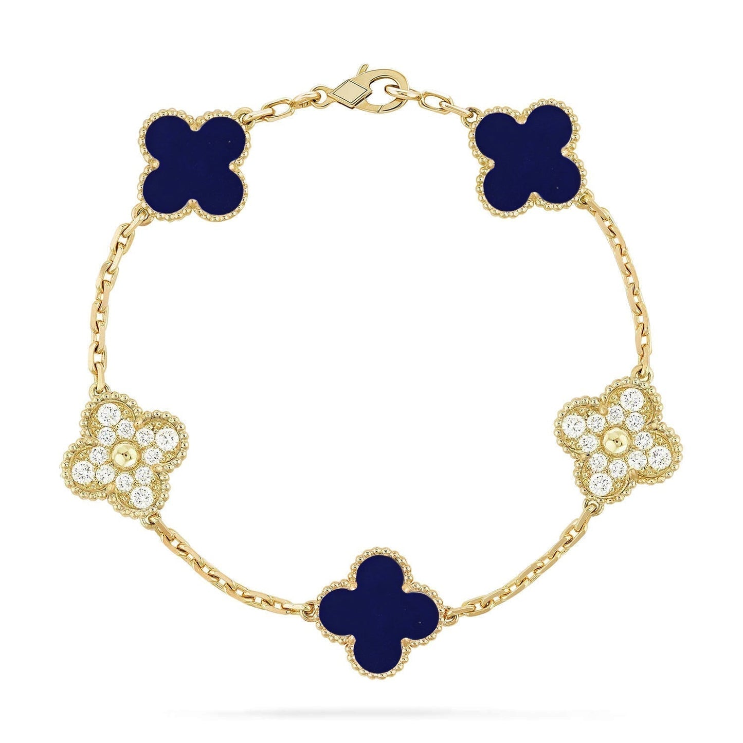 [Regal Gem]CLOVER 5 MOTIF LAPIS LAZULI BRACELET COLLECTION